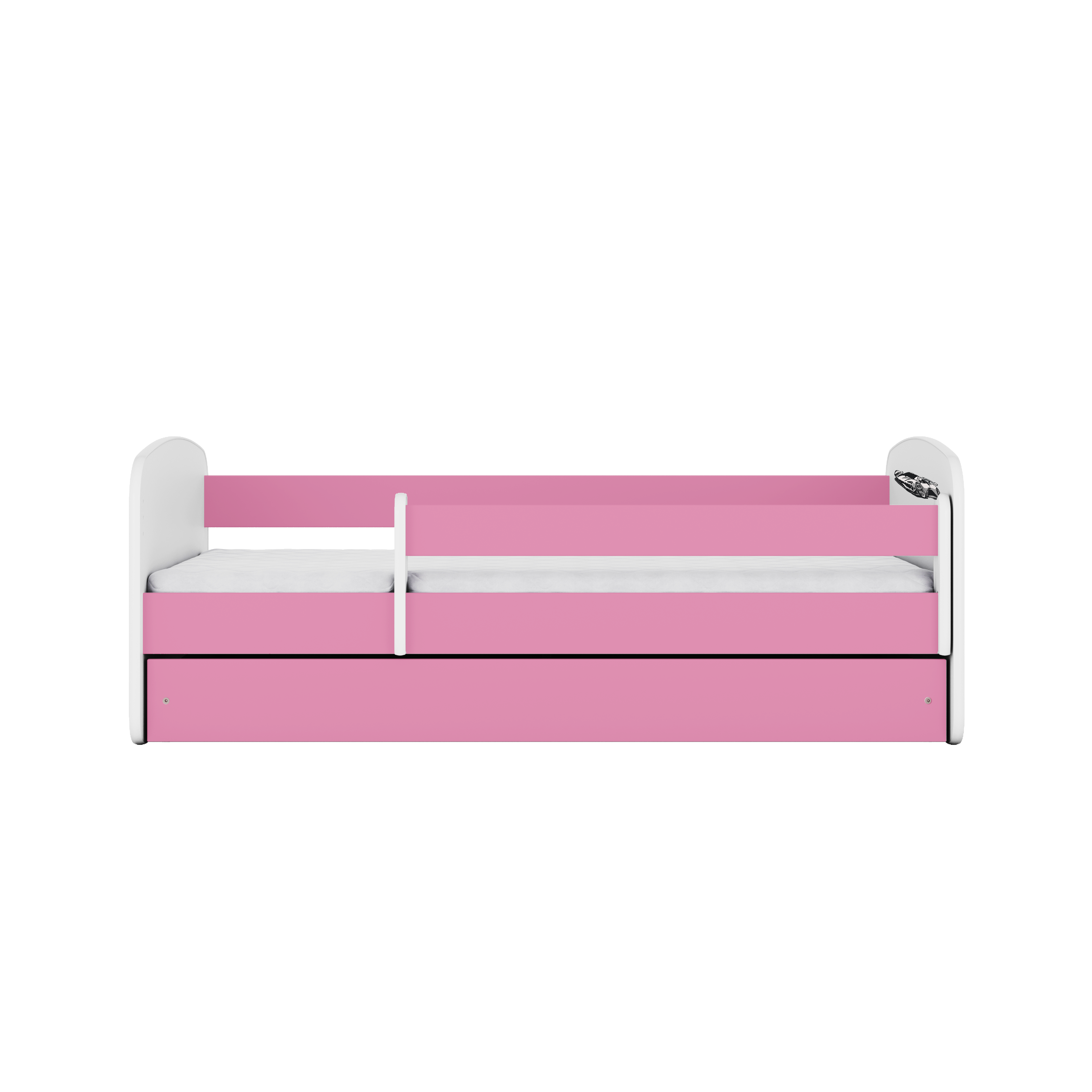 Lit enfant rose, motif voiture de sport