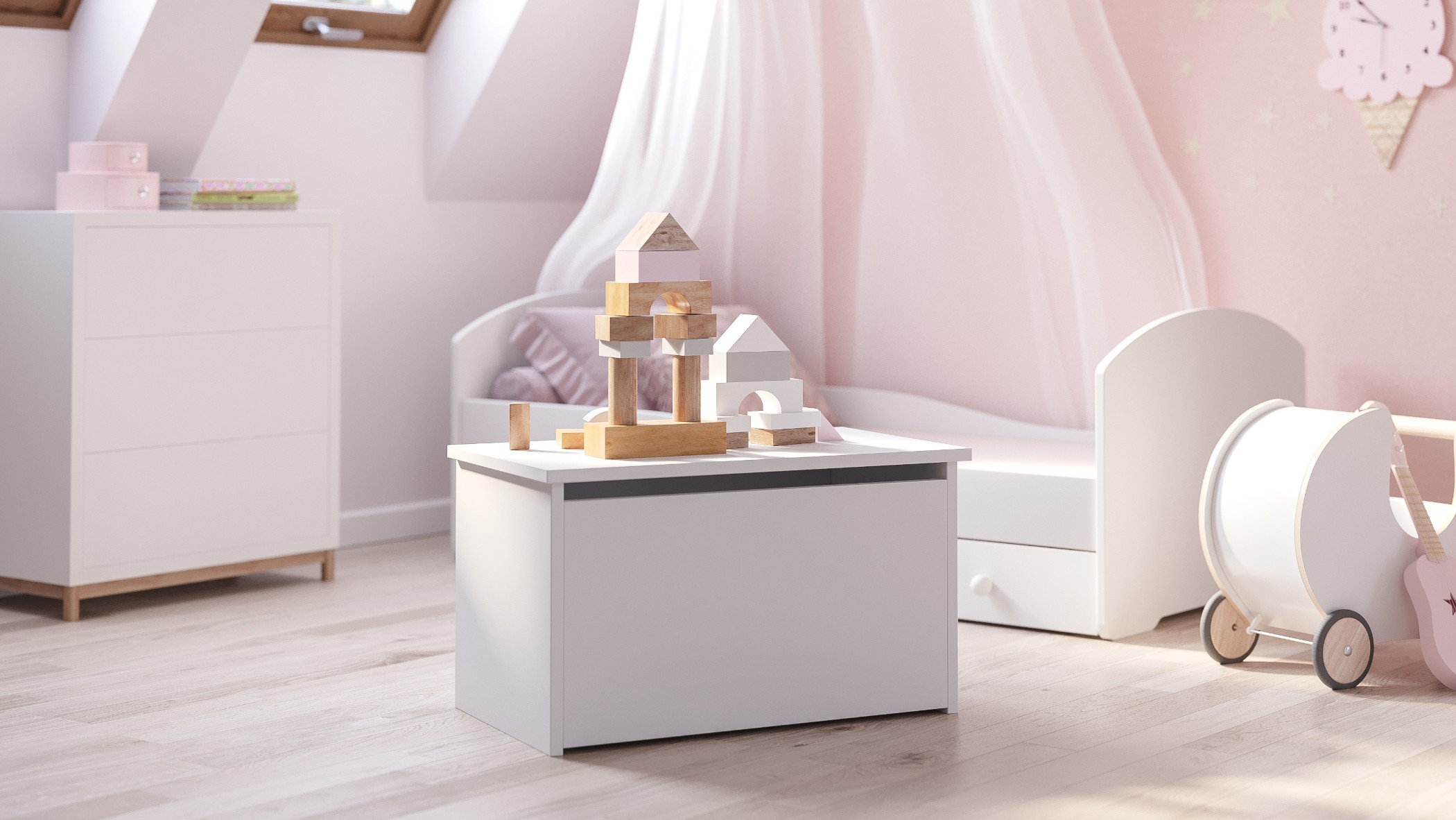 Coffre à jouets enfant blanc