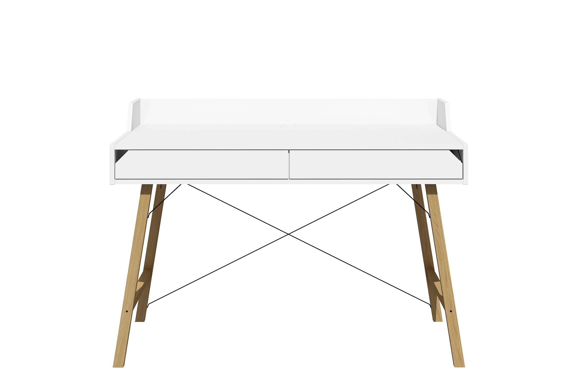 Bureau enfant blanc, bois clair et noir