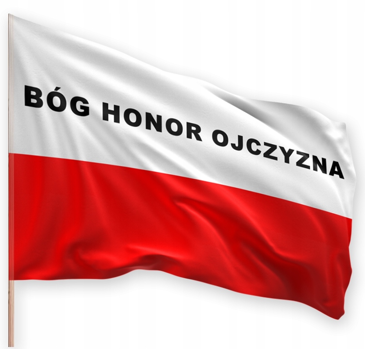 Flaga Polski Narodowa Napis Bóg Honor Ojczyzna 112x70