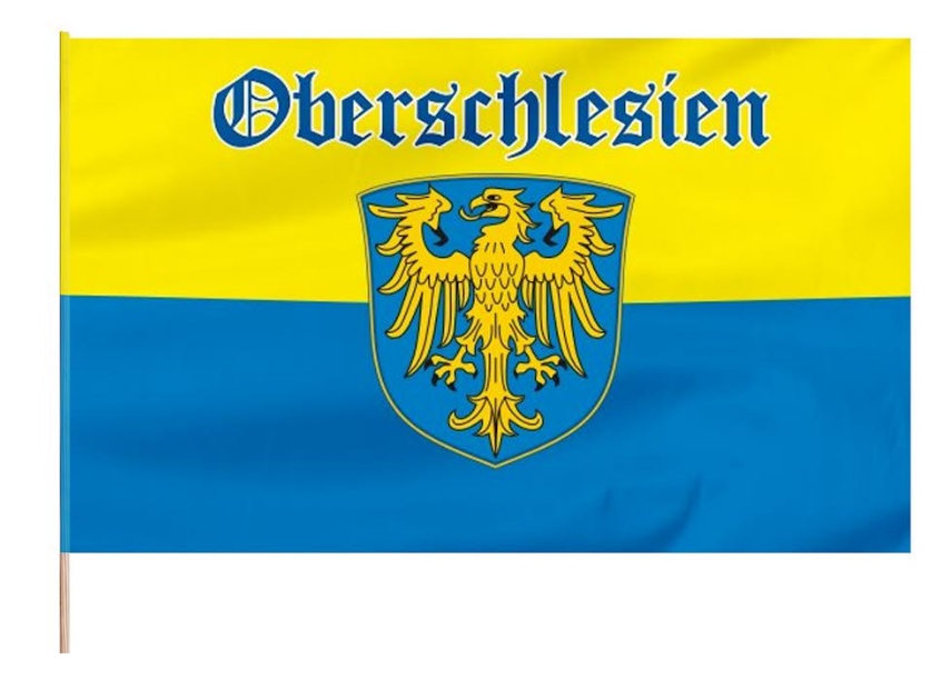 Flaga Górny Śląsk Silesia Herb Napis Oberschlesien