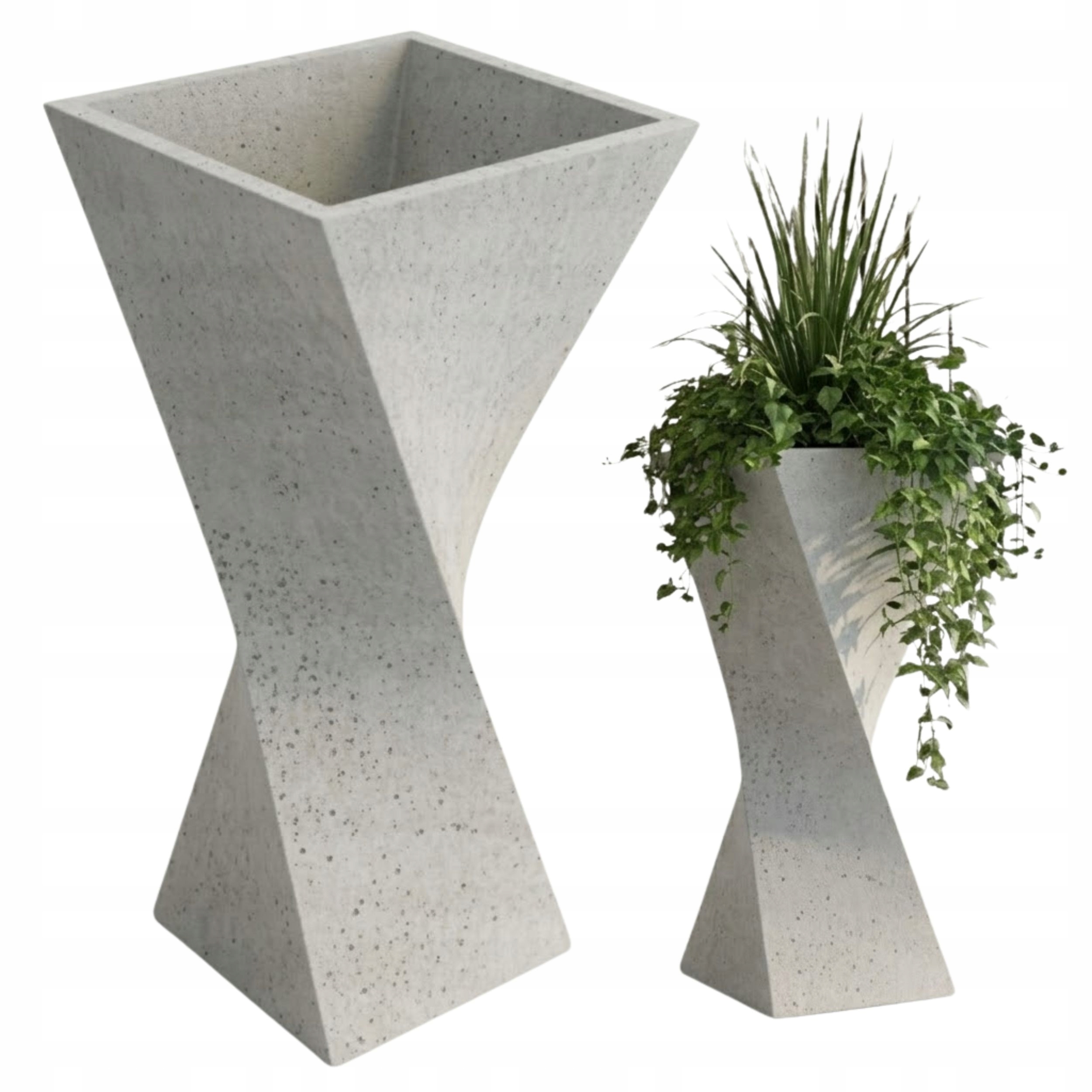 Nowoczesna donica betonowa Twist M naturalny beton