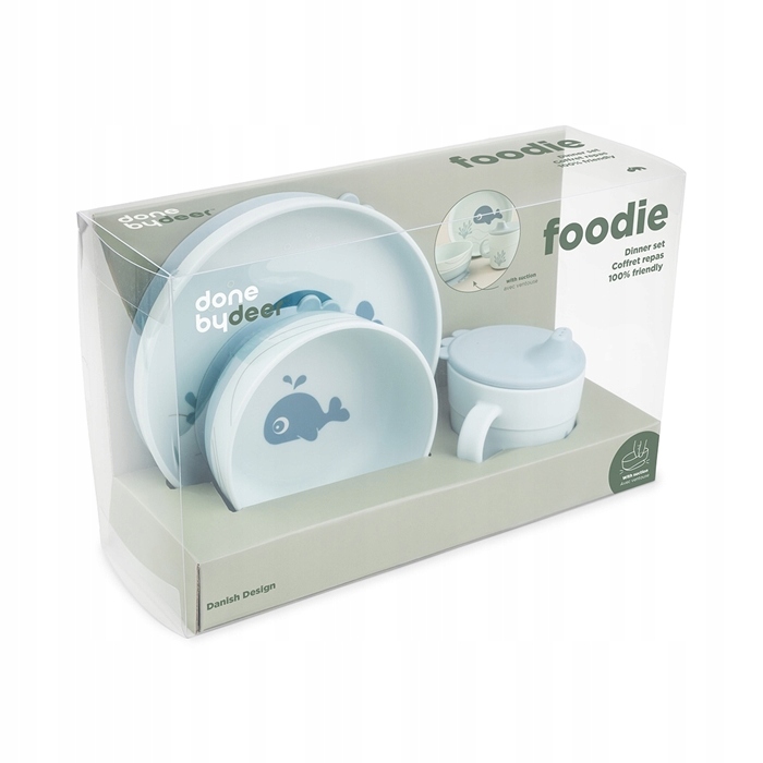 Zestaw Obiadowy Dla Dzieci Niebieski Kubek Talerzyk Miseczka Atest