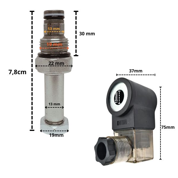 Zawór opuszczania z cewką magnetyczną 24V DC - wymiary