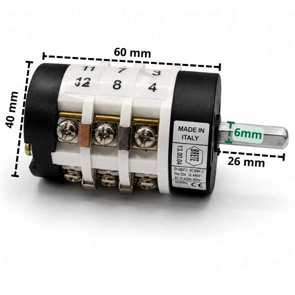 Mini obrotowy przełącznik EN60947-3 (20A)