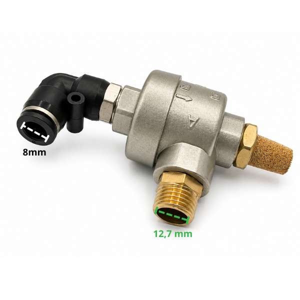 Aluminiowy szybkozrzut zawór upustowy zbijaka 8mm / Gwint 12,7mm