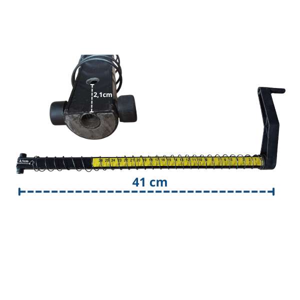 Ramię miernika z podziałką 0-26 cm – długość całkowita 41 cm, średnica mocowania 2,1 cm