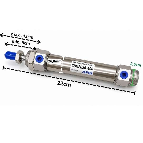 Siłownik pneumatyczny CDM2B25-100 - wymiary