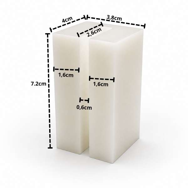 Ślizg podnośnika 7,2 x 4 x 3,8 cm – widok produktu z wymiarami
