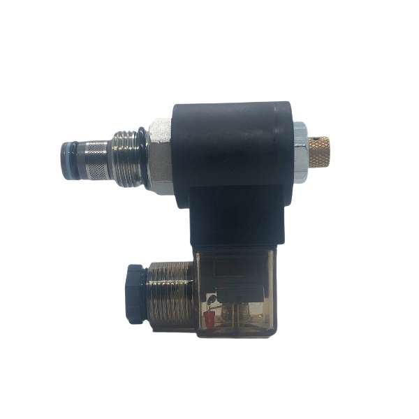 Cewka elektromagnetyczna Twin Busch 24V DC z zaworem opuszczania – wymiary: długość całkowita ok. 97 mm, średnica cewki ok. 40 mm, długość gwintu ok. 18 mm, średnica gwintu ok. 20 mm, wysokość złącza elektrycznego ok. 32 mm