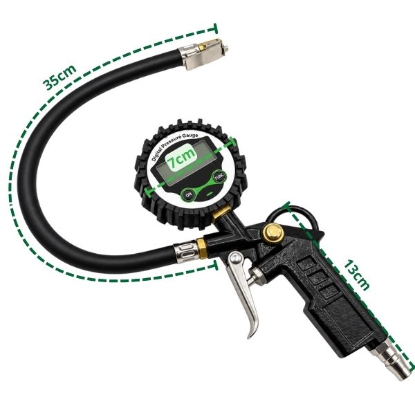 Inflator gun with 0-16 bar digital indicator