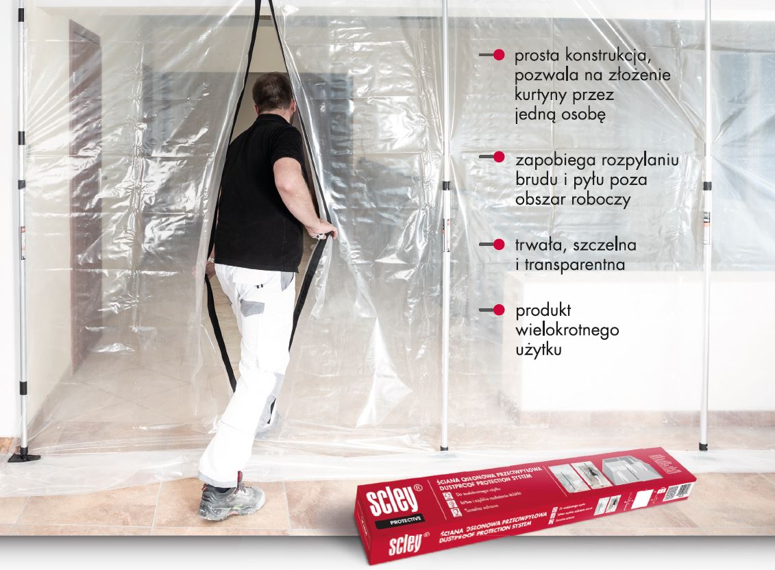 Ściana osłonowa przeciwpyłowa SCLEY 3,9m x 5m