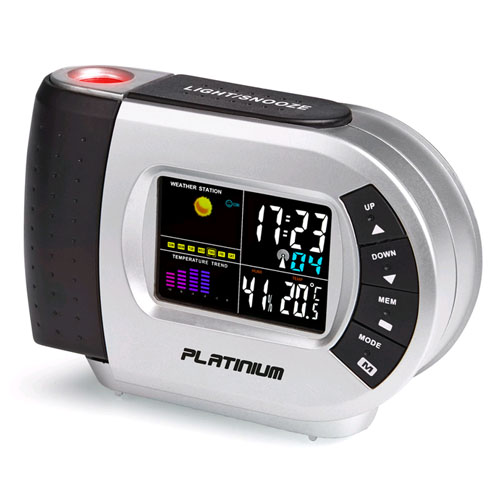 Budzik ze stacją meteo DCF z projektorem wyświetlającym godzinę