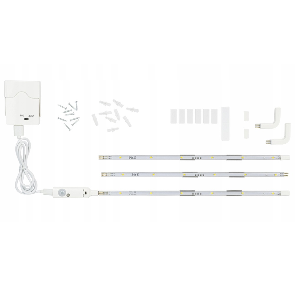 Taśma LED z czujnikiem ruchu bezprzewodowa 3 listwy 18 diod timer