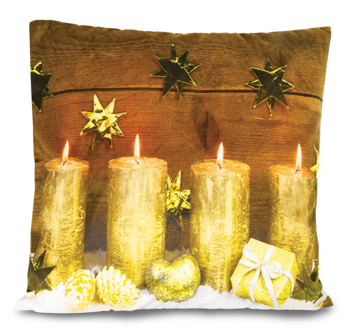 Poszewka LED na poduszkę 40x40 świecąca na baterie wzór świeczki