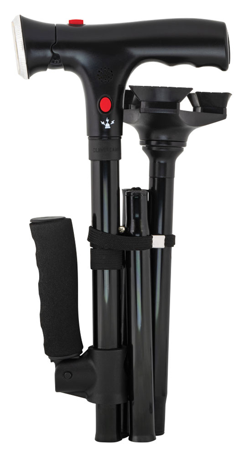 Laska składana z lampką LED i alarmem stabilna potrójna stopka