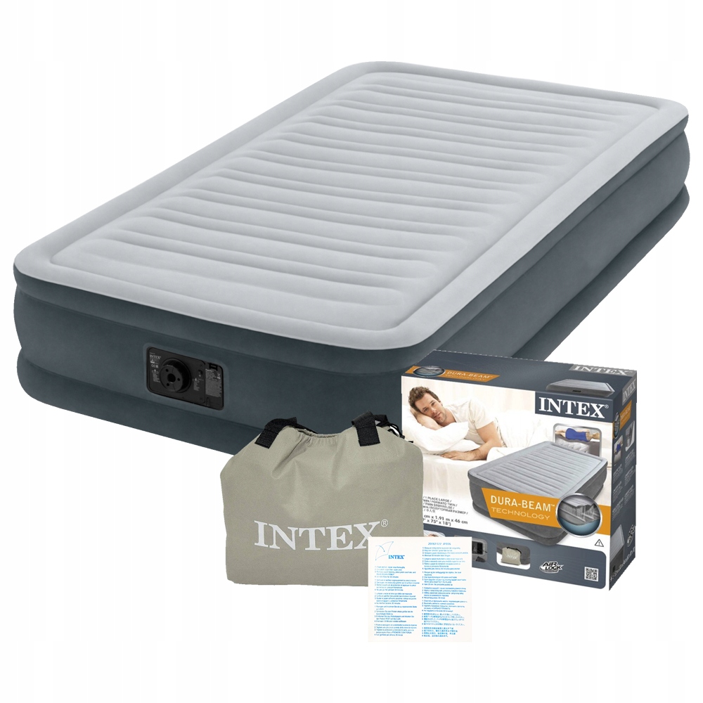 Materac dmuchany Air Bed Comfort-Plush Twin zestaw z pompką Intex 67766
