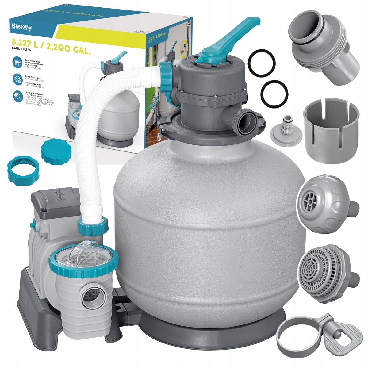 Pompa Piaskowa Filtr do Basenu 8327 l/h Bestway 58499 adapter i węże