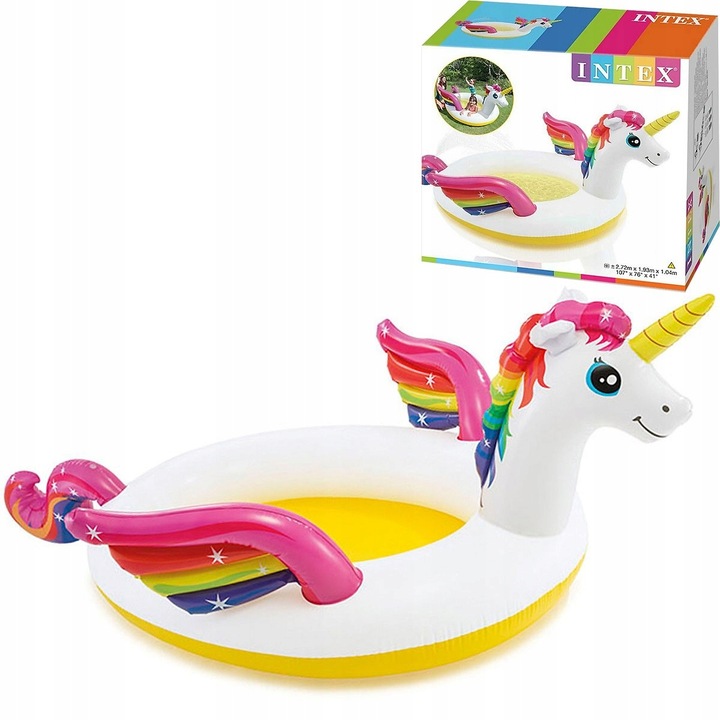 Basen brodzik dmuchany tęczowy jednorożec z fontanną spryskiwaczem #57441
