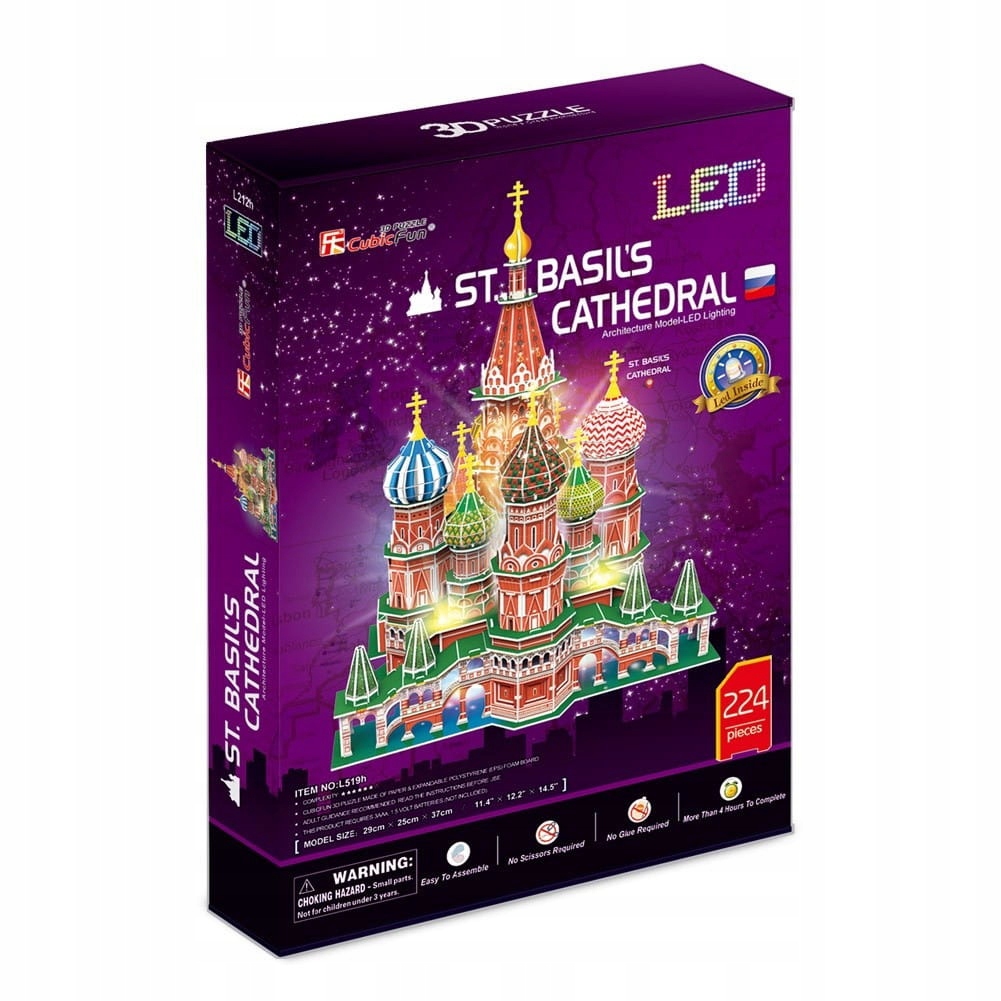 CUBIC FUN PUZZLE 3D LED KATEDRA ŚW. BAZYLA- L519H 128 ELEMENTÓW