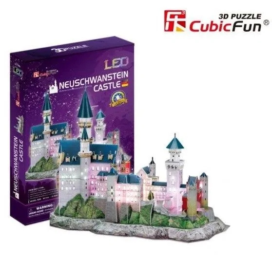 CUBIC FUN Puzzle 3D LED ZAMEK NEUSCHWANSTEIN CASTLE L174 128 elementów