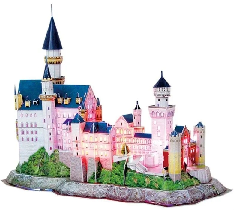 CUBIC FUN Puzzle 3D LED ZAMEK NEUSCHWANSTEIN CASTLE L174 128 elementów