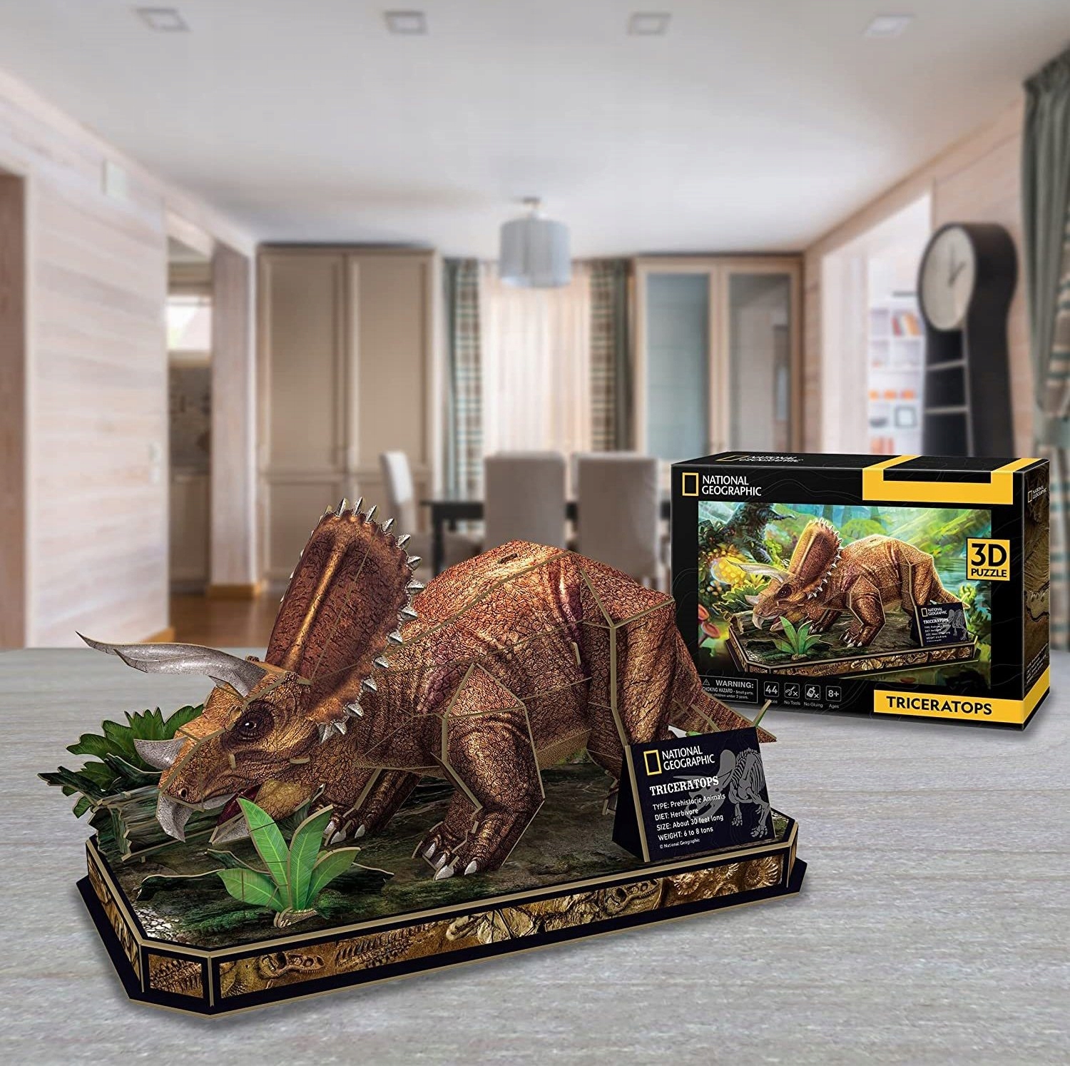 CUBIC FUN PUZZLE 3D NATIONAL GEOGRAPHIC TRICERATOPS - 44 ELEMENTY DS1052H