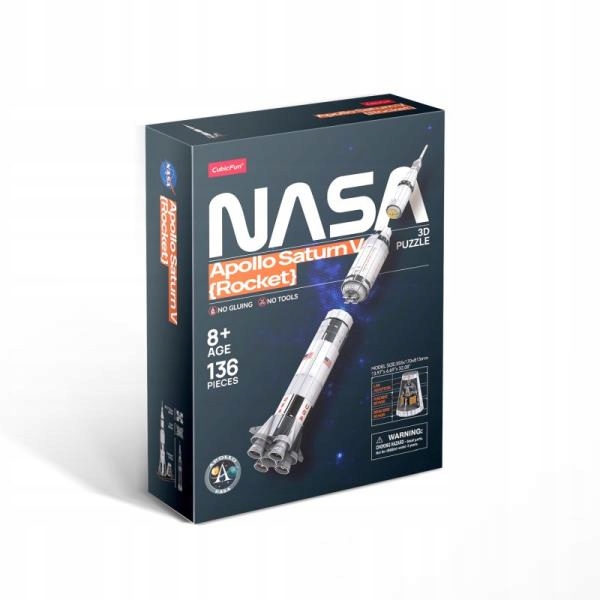 CUBIC FUN PUZZLE 3D NASA APOLLO SATURN V ROCKET - 136 ELEMENTY