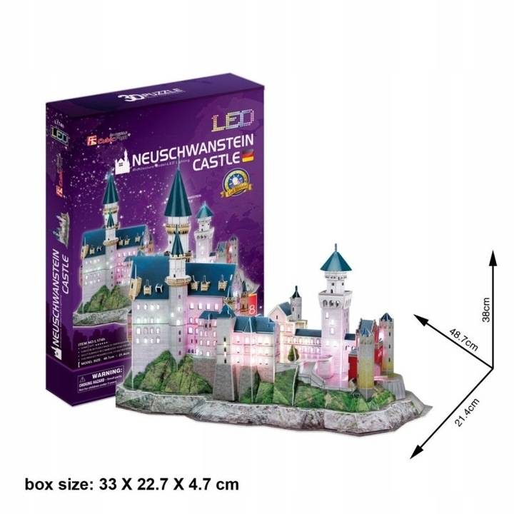CUBIC FUN Puzzle 3D LED ZAMEK NEUSCHWANSTEIN CASTLE L174 128 elementów
