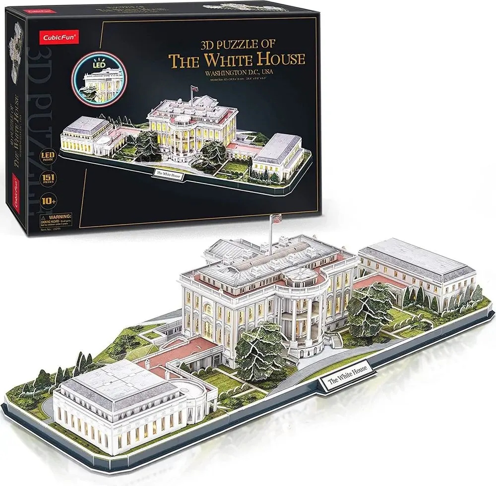 CUBIC FUN PUZZLE 3D LED BIAŁY DOM THE WHITE HOUSE 151 ELEMENTY - L529h