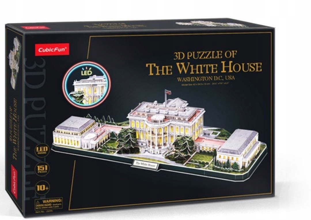 CUBIC FUN PUZZLE 3D LED BIAŁY DOM THE WHITE HOUSE 151 ELEMENTY - L529h