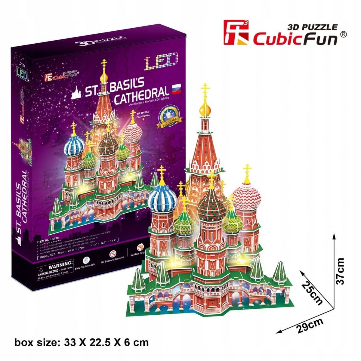 CUBIC FUN PUZZLE 3D LED KATEDRA ŚW. BAZYLA- L519H 128 ELEMENTÓW