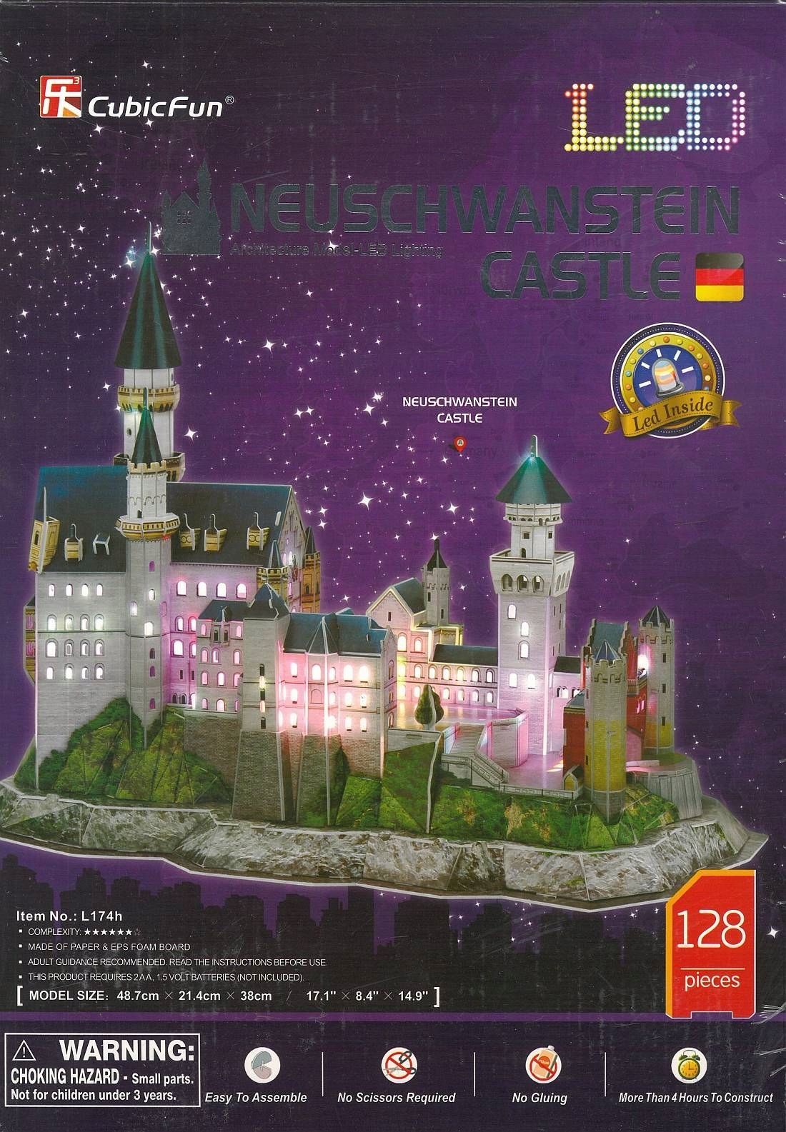 CUBIC FUN Puzzle 3D LED ZAMEK NEUSCHWANSTEIN CASTLE L174 128 elementów
