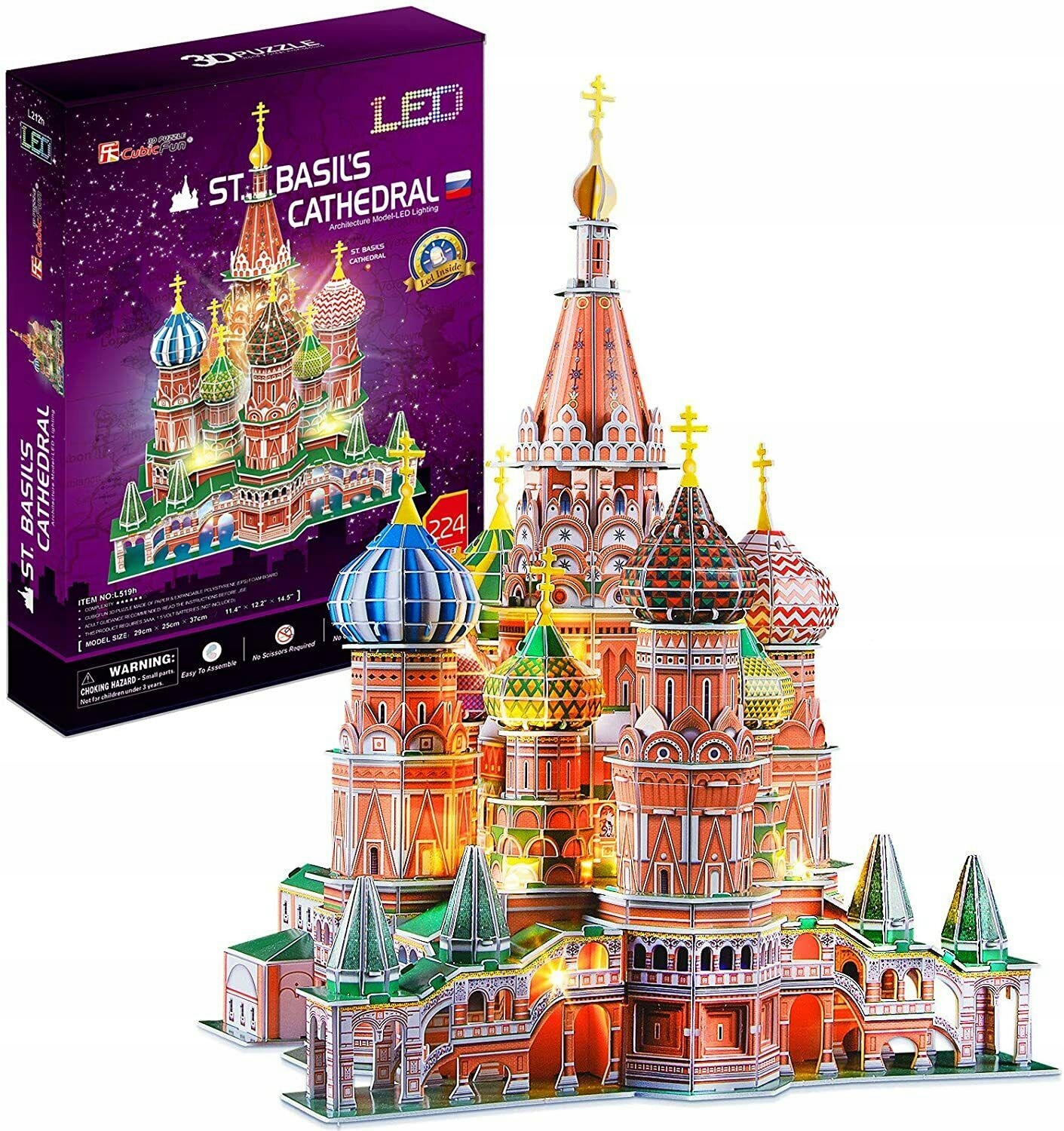 CUBIC FUN PUZZLE 3D LED KATEDRA ŚW. BAZYLA- L519H 128 ELEMENTÓW