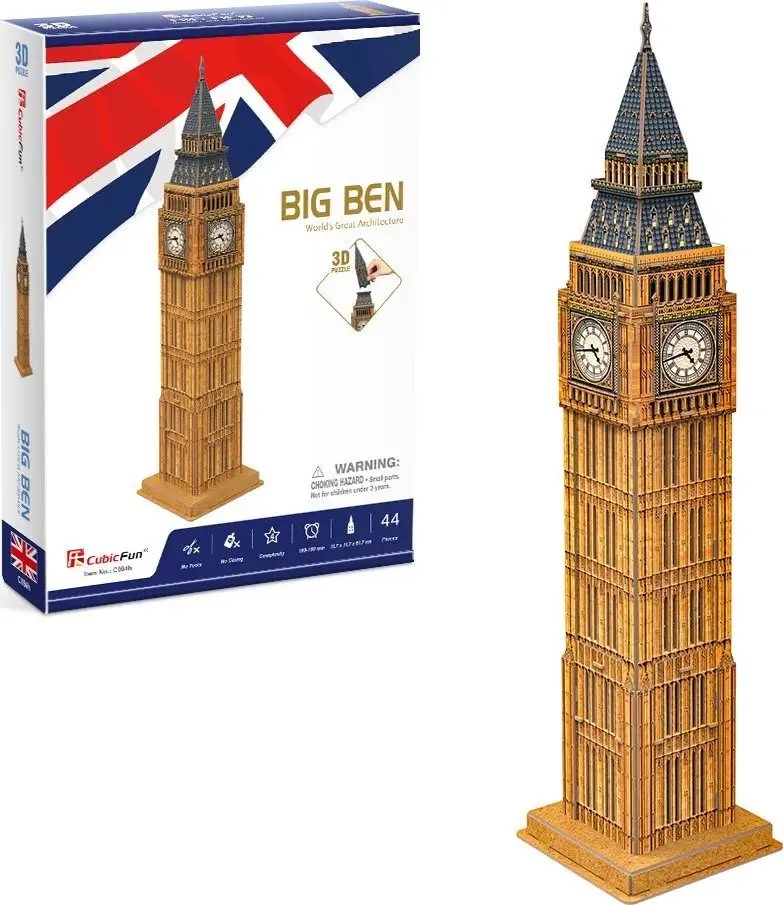 CUBIC Fun Puzzle 3D światowa Architektura ZEGAR Big Ben 44 elementów C094h