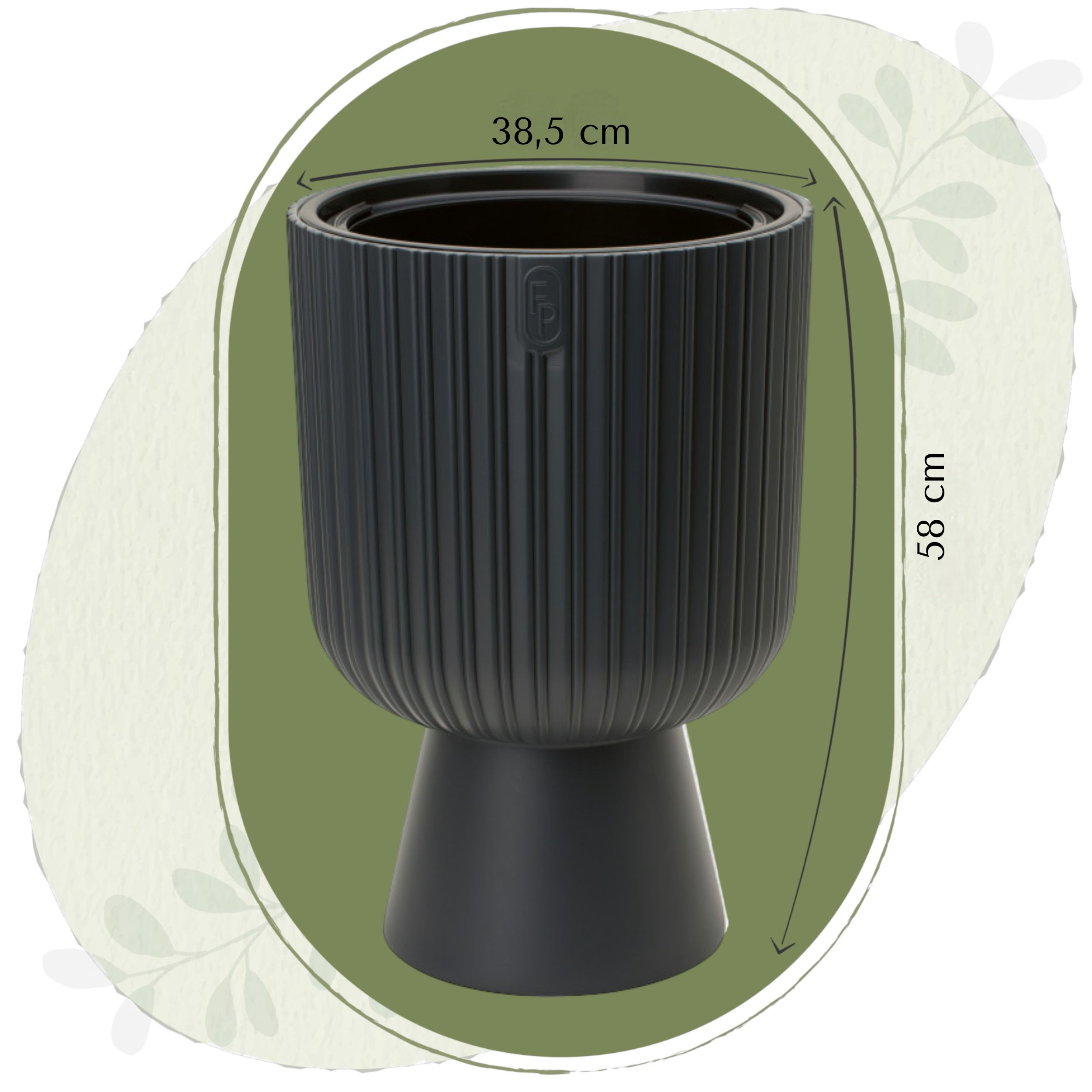 Doniczka okrągła Keli Mika 40 na nóżce | Antracyt