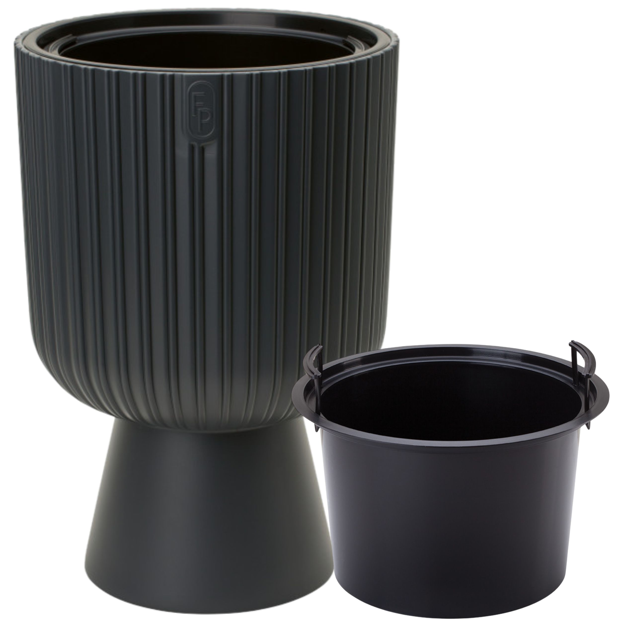 Doniczka okrągła Keli Mika 40 na nóżce | Antracyt