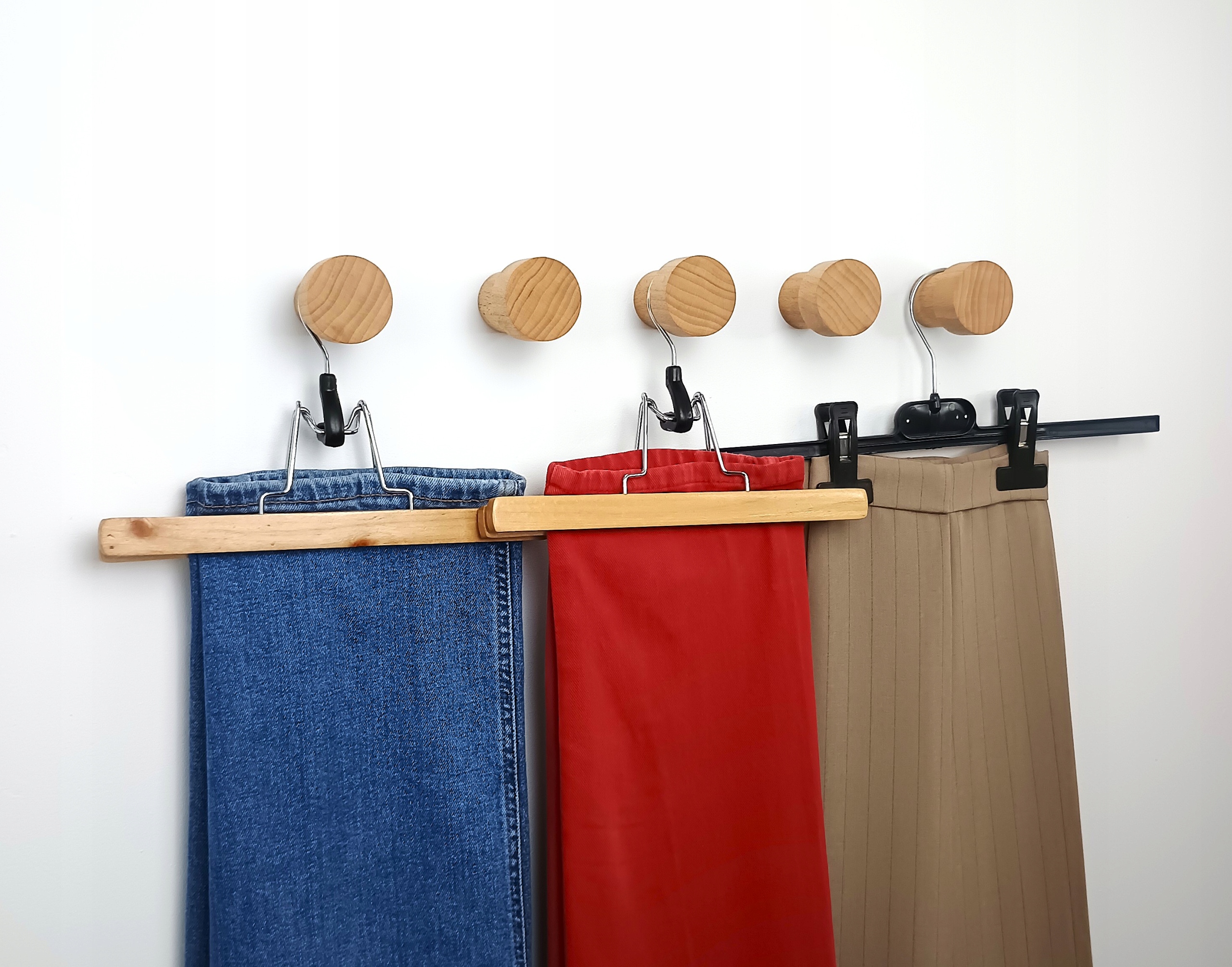 Drewniany Wieszak na Ścianę 5,5 cm Ubrania Ręczniki do Sauny Garderoby 45mm