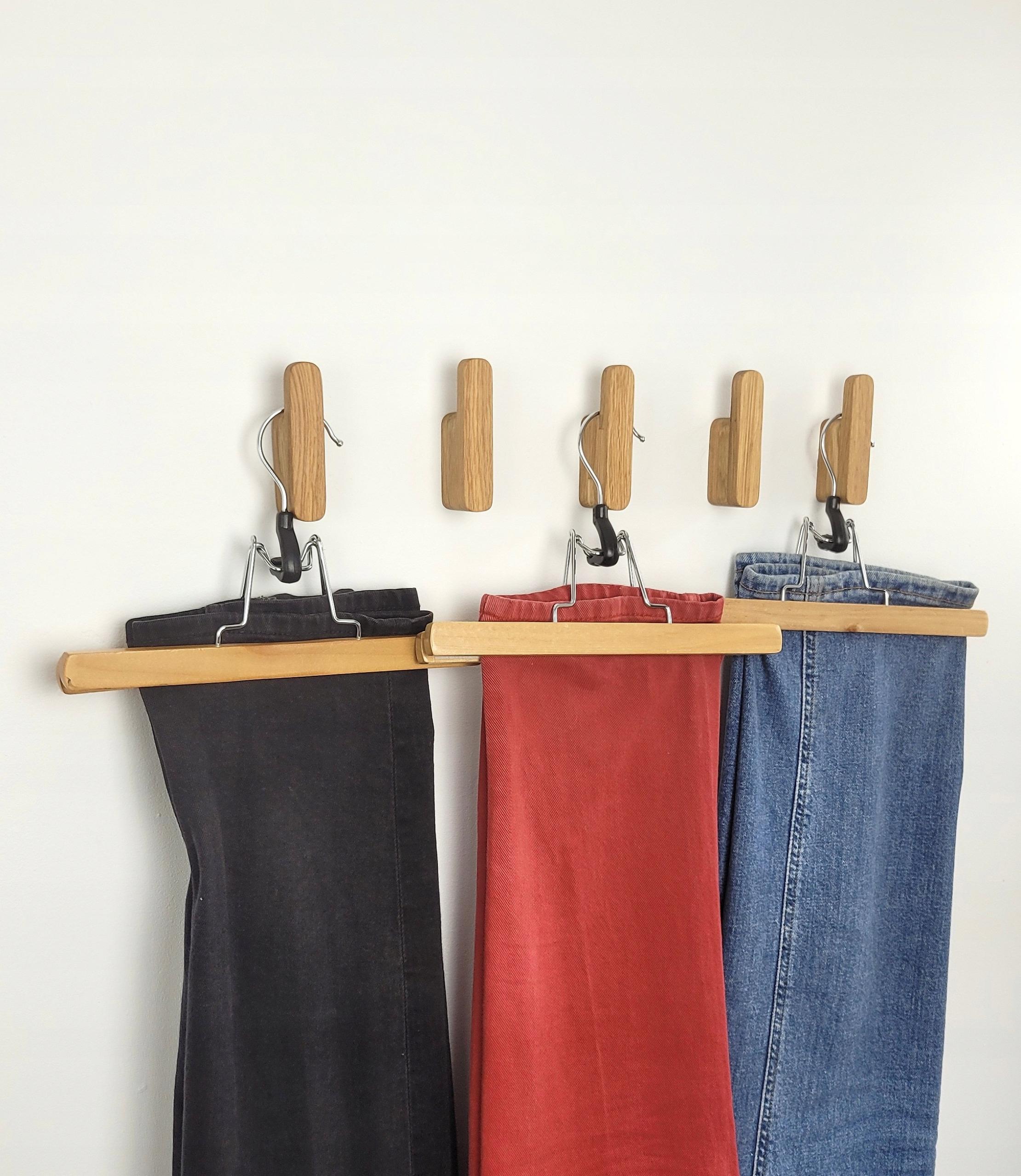 Drewniany Wieszak na Ubrania Ścienny Dębowy Haczyk Łazienkowy Przedpokoju