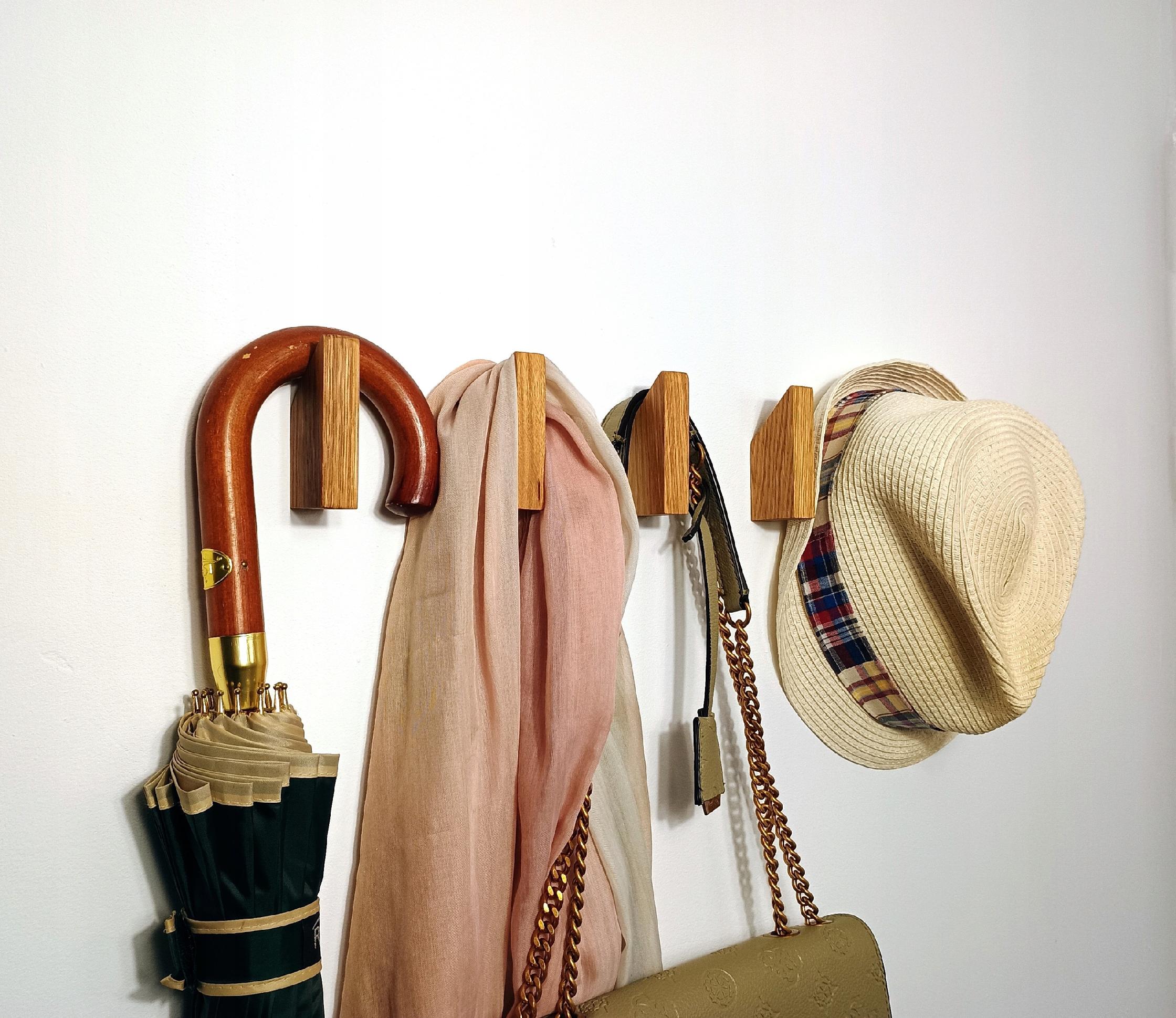 Wieszak Scienny Pojedynczy Drewniany do Pokoju Przedpokoju Kurtki Rustykaln