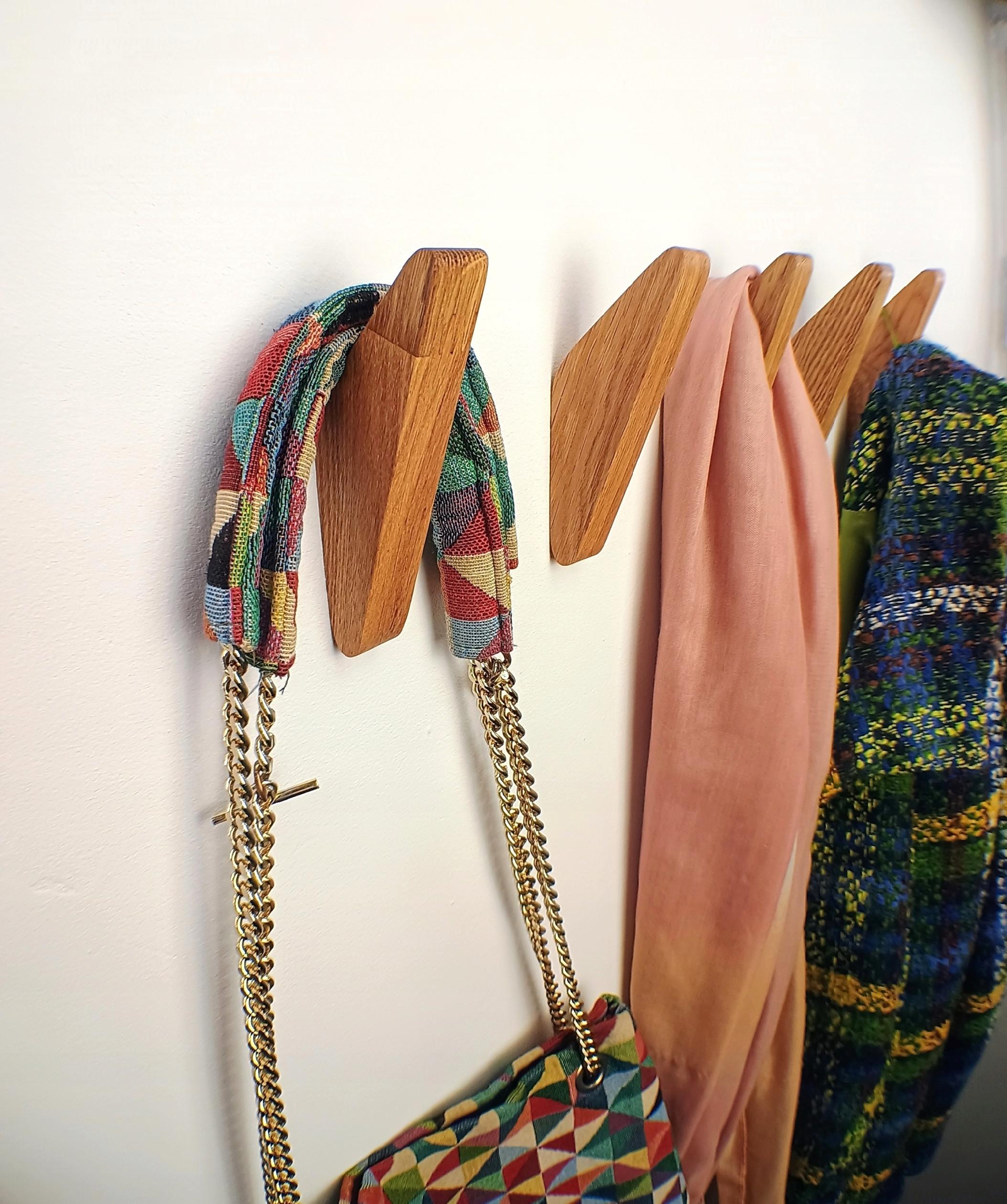 Wieszak na Ubrania do Przedpokoju Drewniany Ścienny Wiszący Brązowy Dębowy