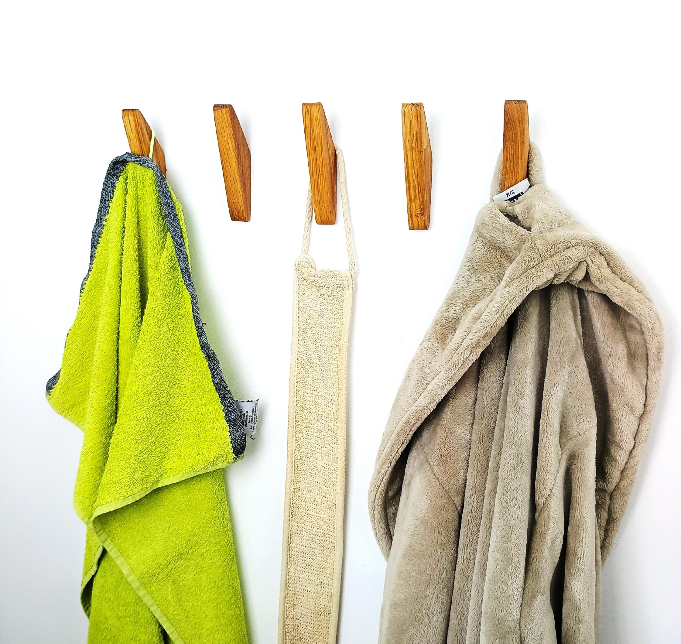 Wieszak na Ubrania do Przedpokoju Drewniany Ścienny Wiszący Brązowy Dębowy