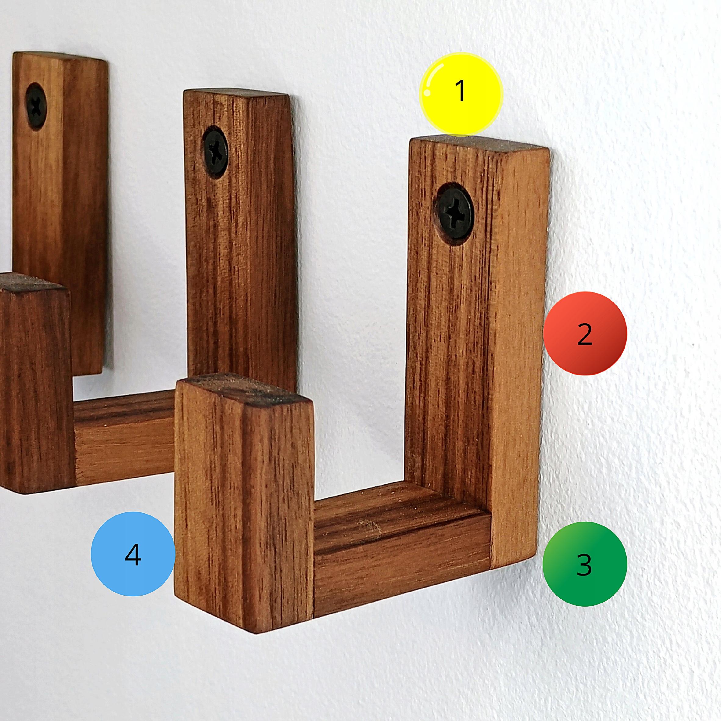 Wieszak Scienny do Przedpokoju Drewniany Łazienkowy Haczyk Brązowe Orzech