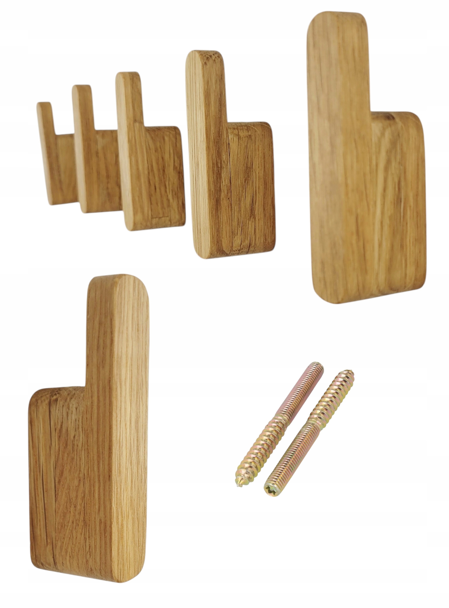 Drewniany Wieszak na Ubrania Ścienny Dębowy Haczyk Łazienkowy Przedpokoju