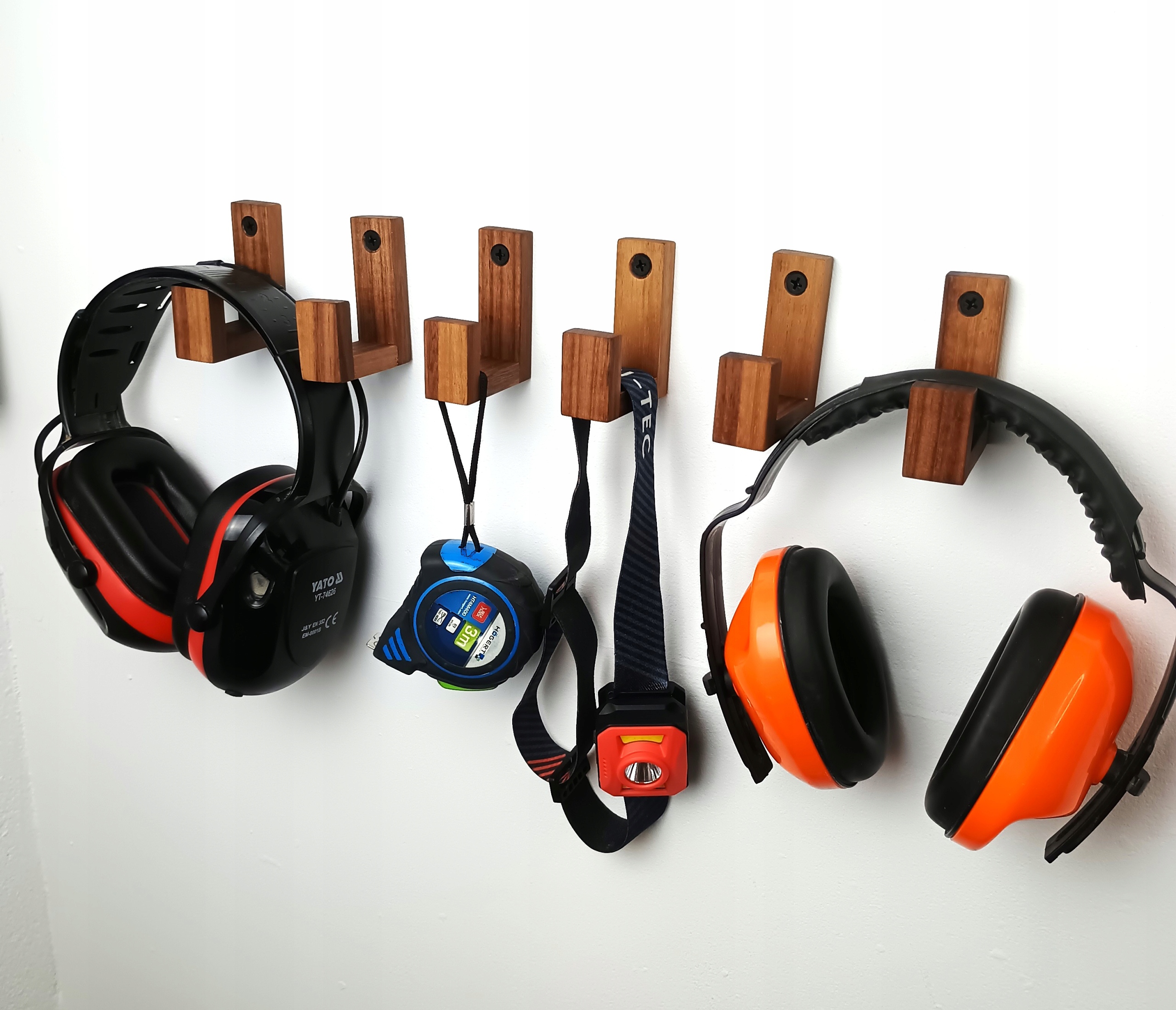 Wieszak Scienny do Przedpokoju Drewniany Łazienkowy Haczyk Brązowe Orzech