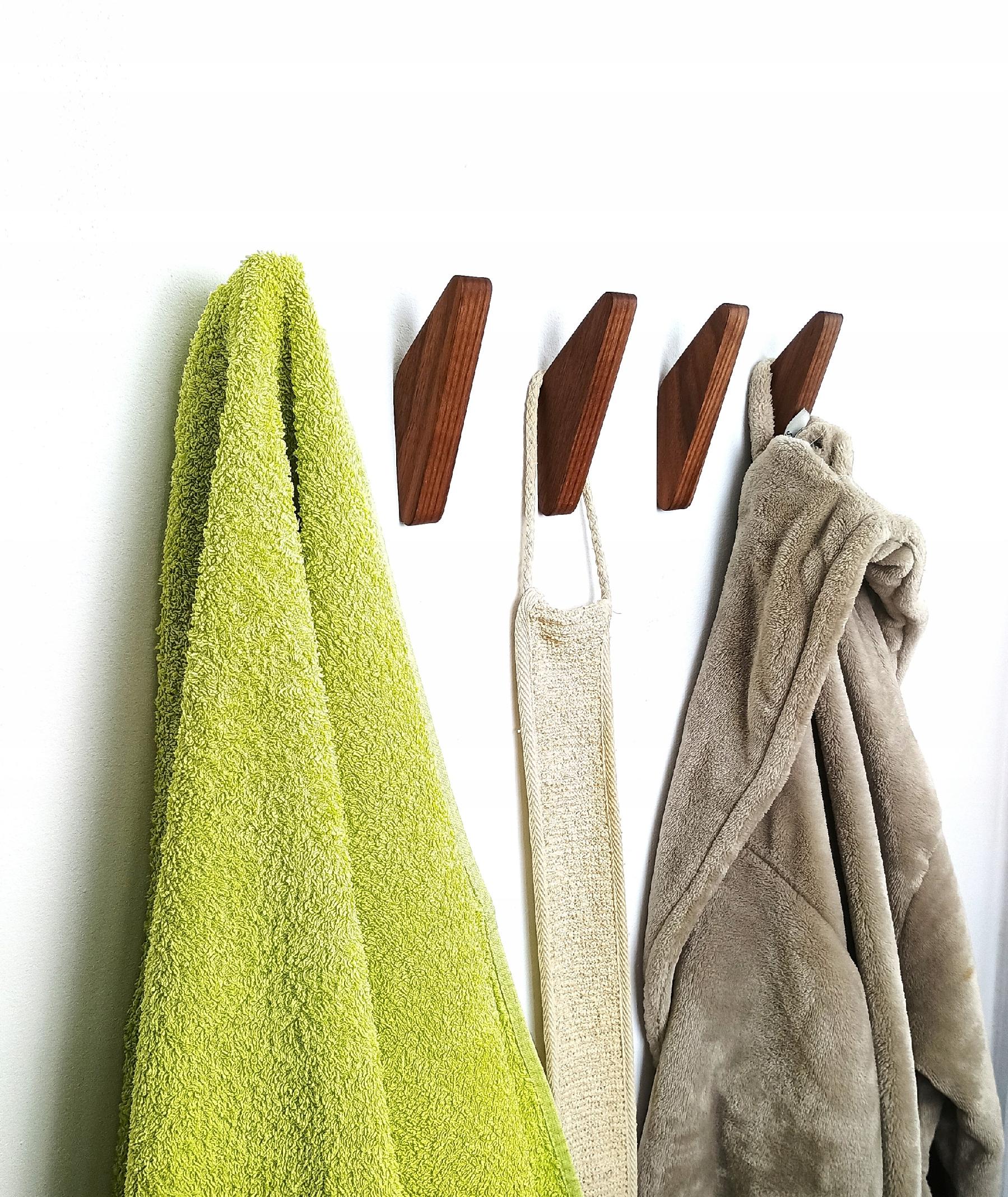 Wieszak Na Ubrania Drewniany Pojedynczy Ścienny Na Korytarz Brązowy Orzech