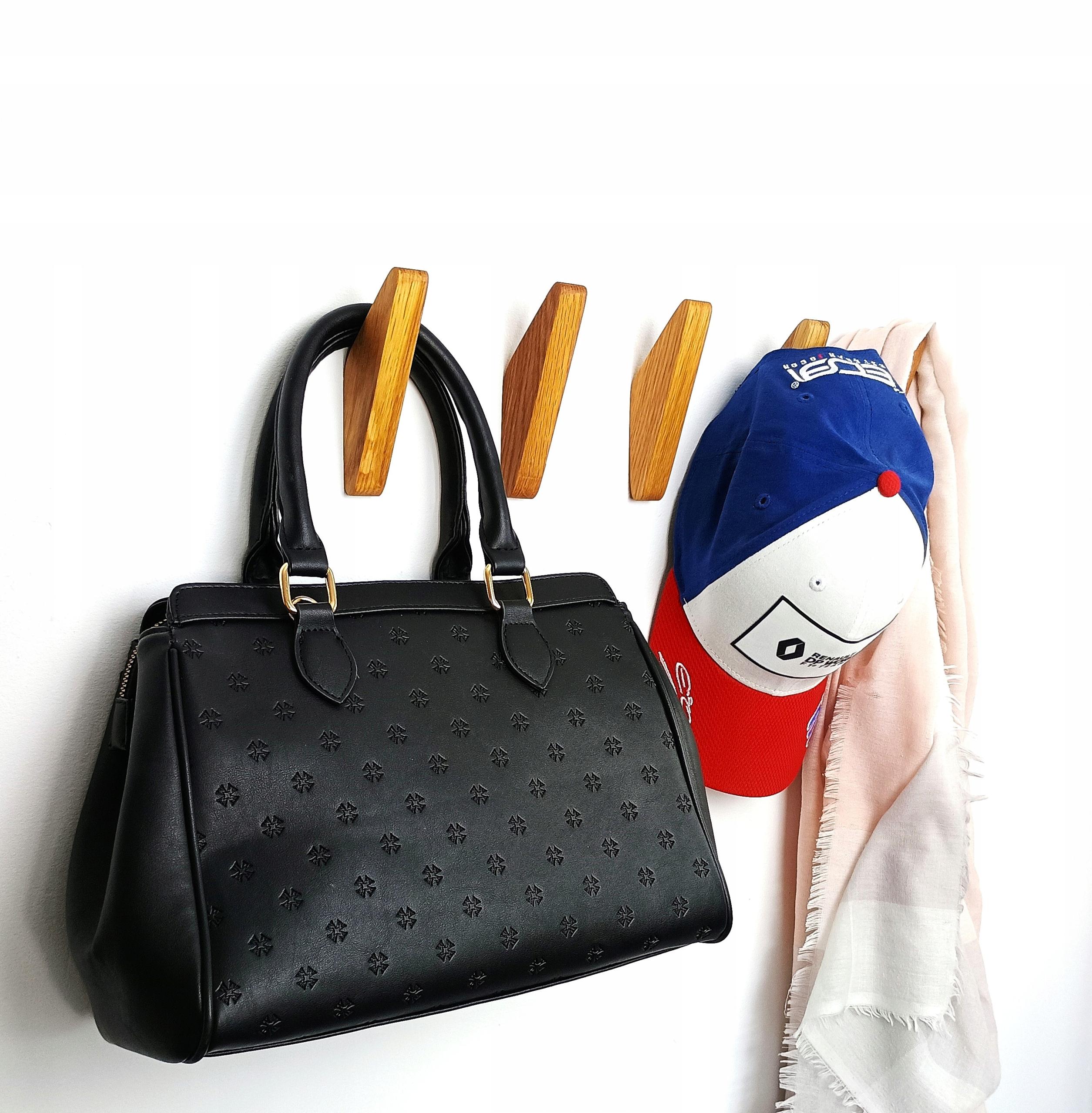 Wieszak na Ubrania do Przedpokoju Drewniany Ścienny Wiszący Brązowy Dębowy