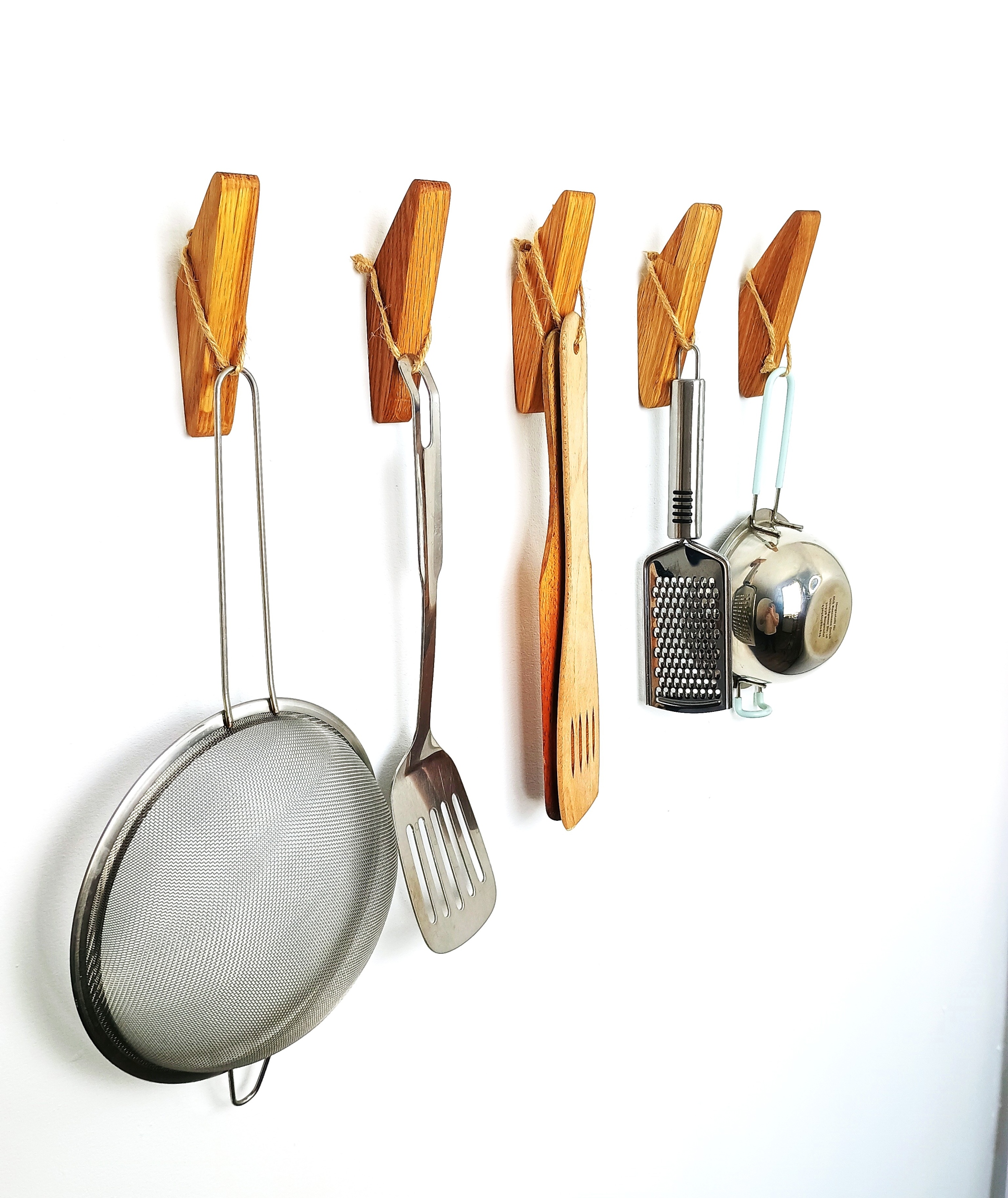 Wieszak na Ubrania do Przedpokoju Drewniany Ścienny Wiszący Brązowy Dębowy