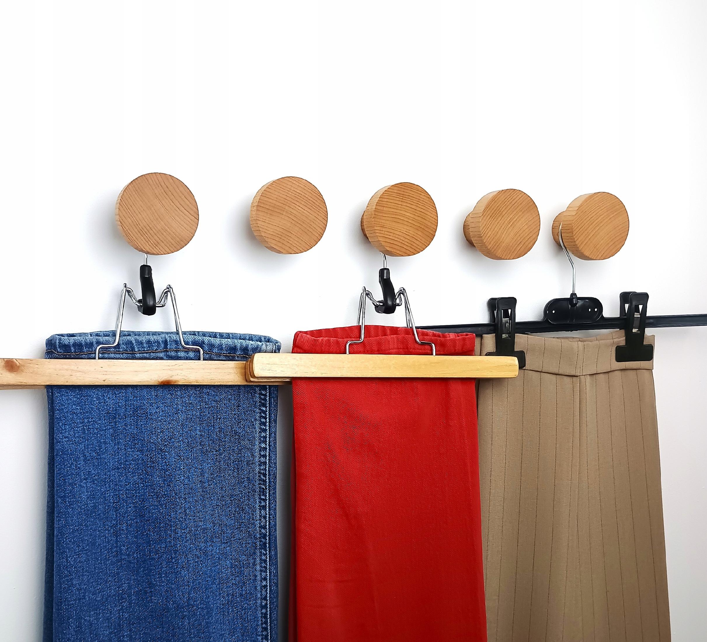 Drewniany Wieszak na Ścianę 5,5 cm Ubrania Ręczniki do Przedpokoju Hol 60mm