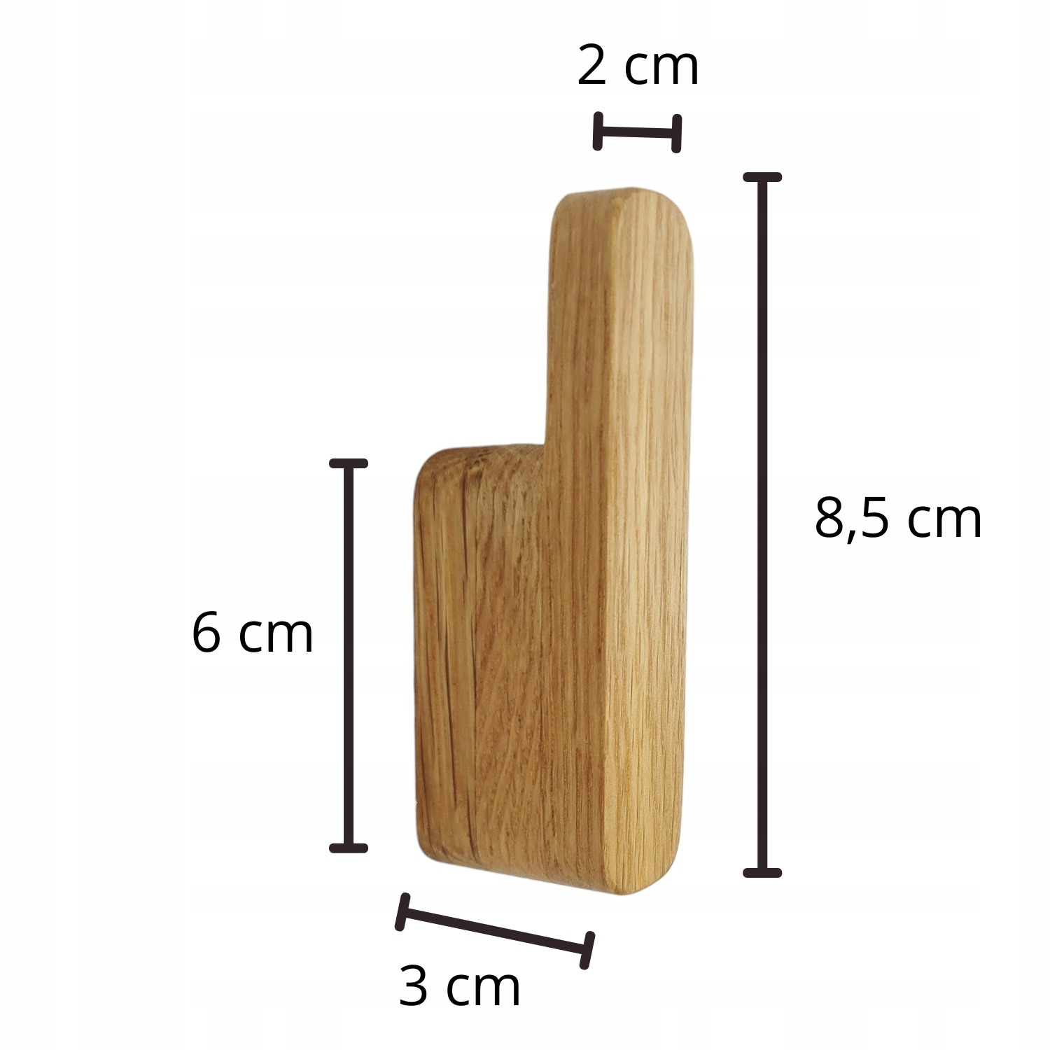 Drewniany Wieszak na Ubrania Ścienny Dębowy Haczyk Łazienkowy Przedpokoju